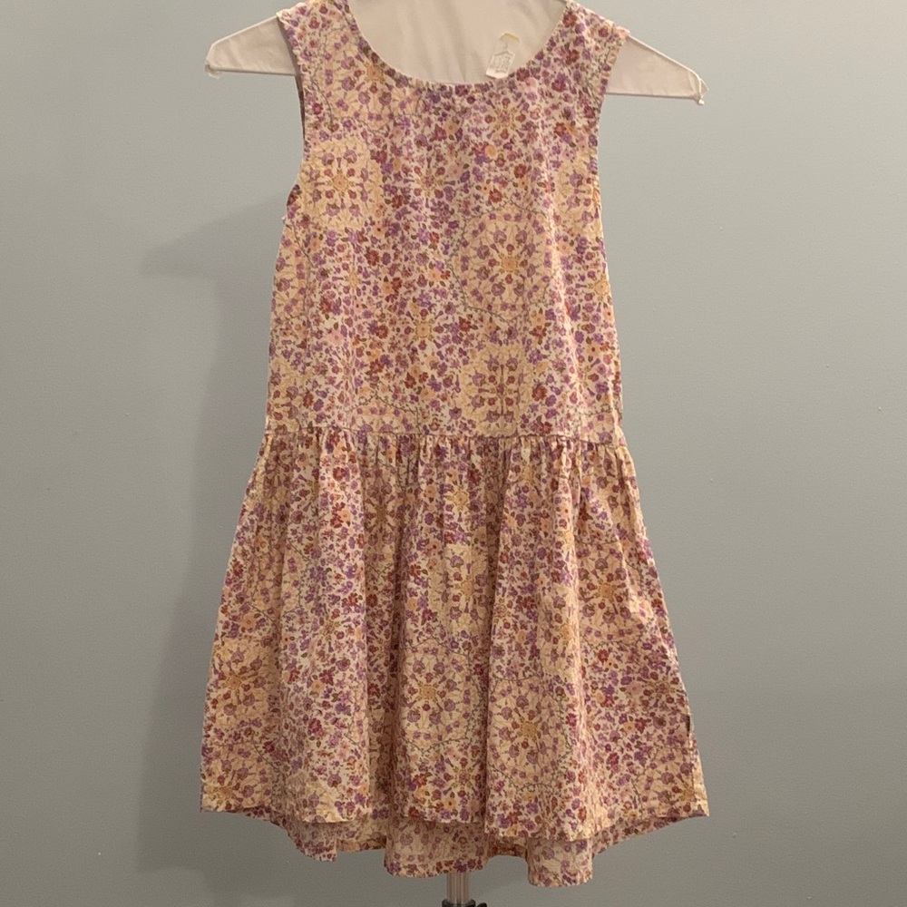 Girls Floral Sleeveless Dress - Pink & Cream